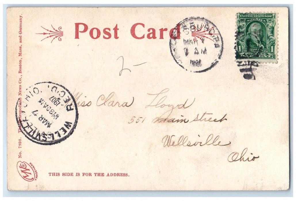 1907 View Of Monongahela River Steamer Ship Pittsburg Pennsylvania PA Postcard