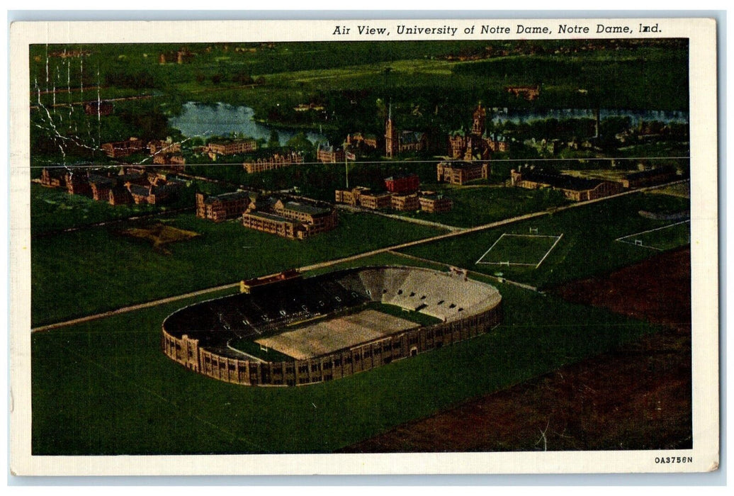 1951 Air View University Of Notre Dame, Notre Dame Indiana IN Vintage Postcard