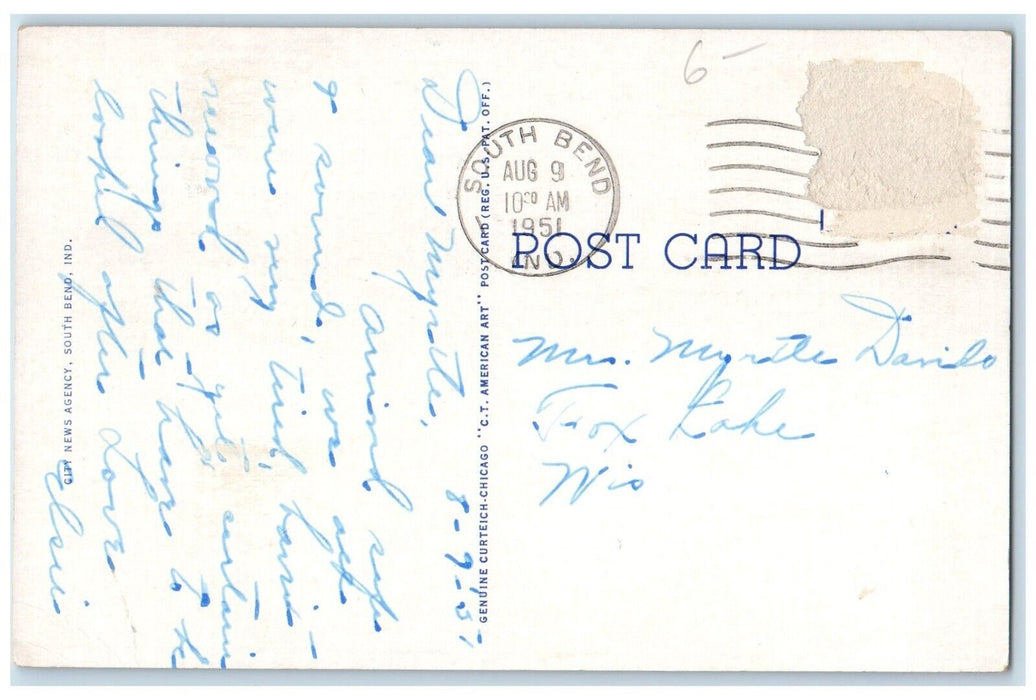 1951 Air View University Of Notre Dame, Notre Dame Indiana IN Vintage Postcard