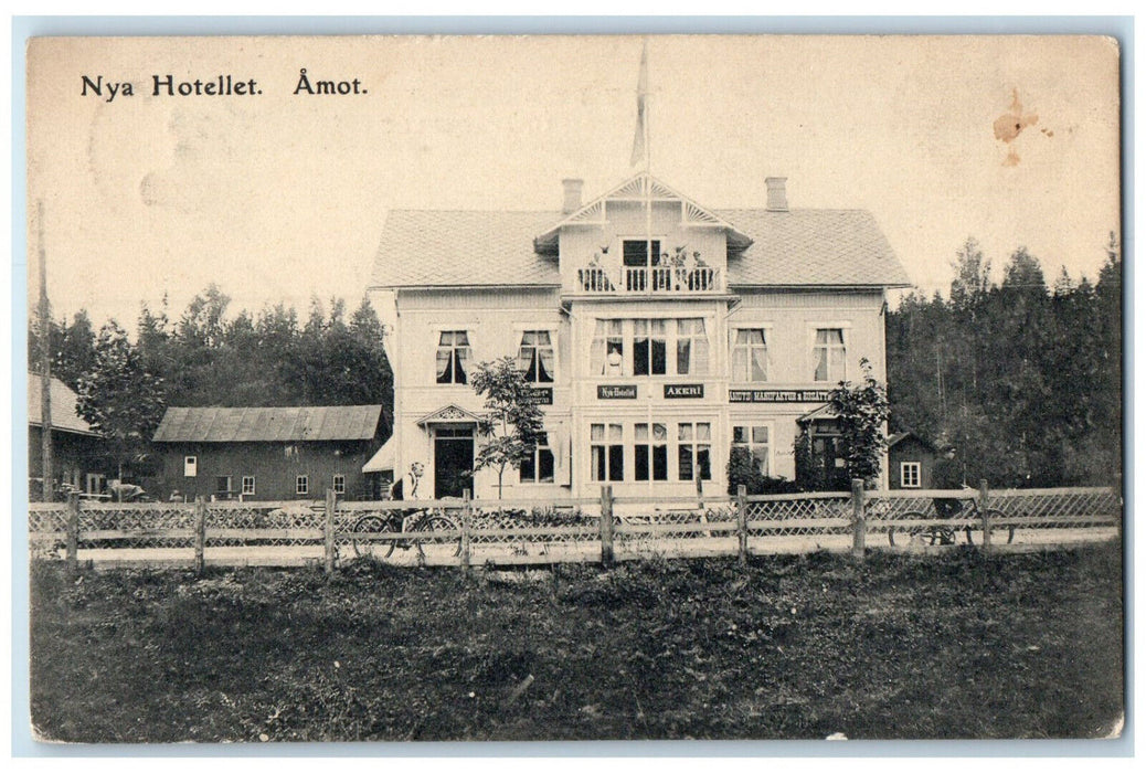 1909 View of a Building Nya Hotellet Amot. Sweden Posted Antique Postcard