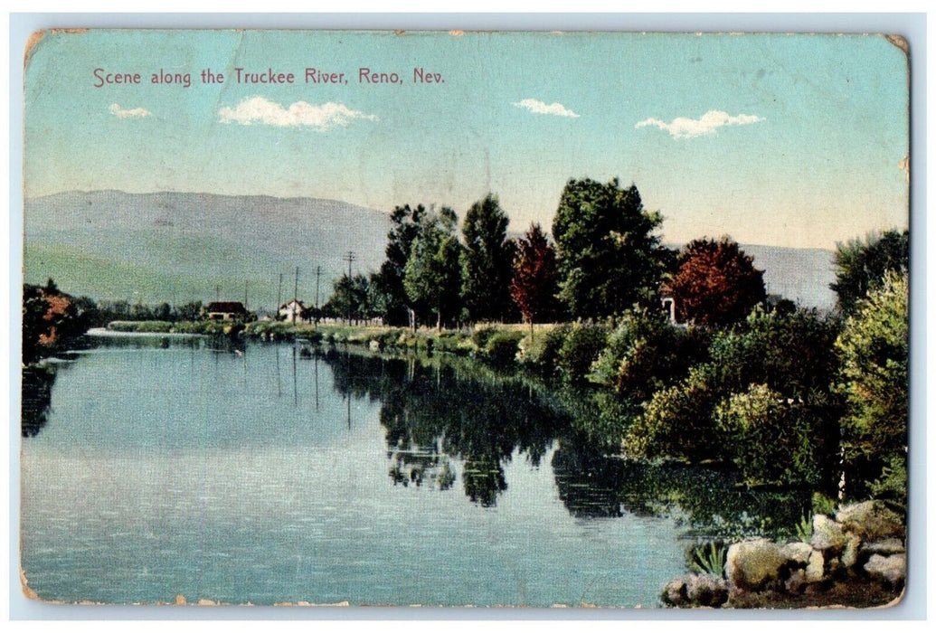 1909 Scene Along The Truckee River Reno Nevada NV Posted Antique Postcard