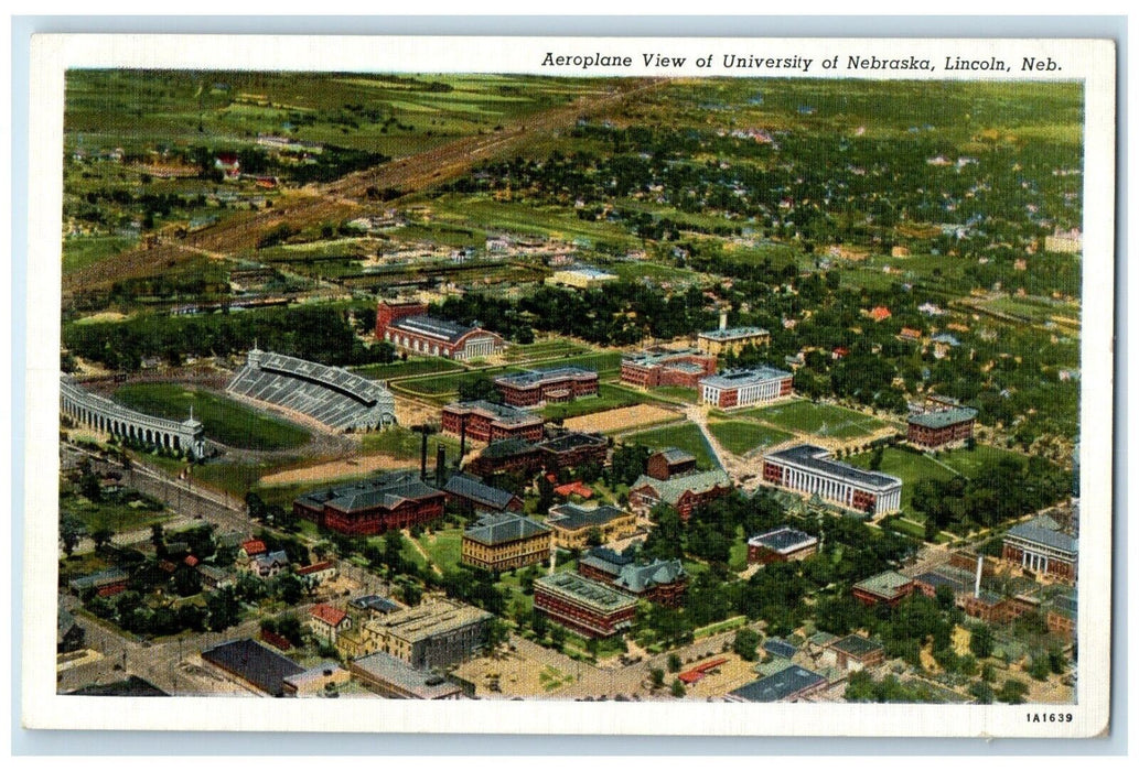 c1930's Aeroplane View Of University Of Nebraska Lincoln NE Vintage Postcard
