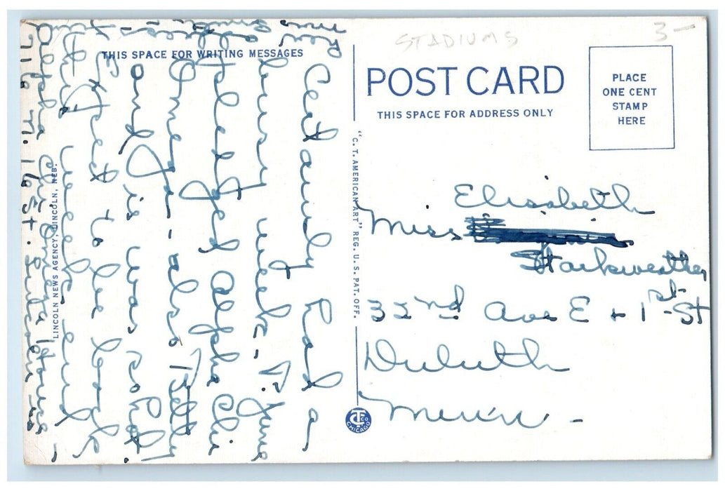 c1930's Aeroplane View Of University Of Nebraska Lincoln NE Vintage Postcard