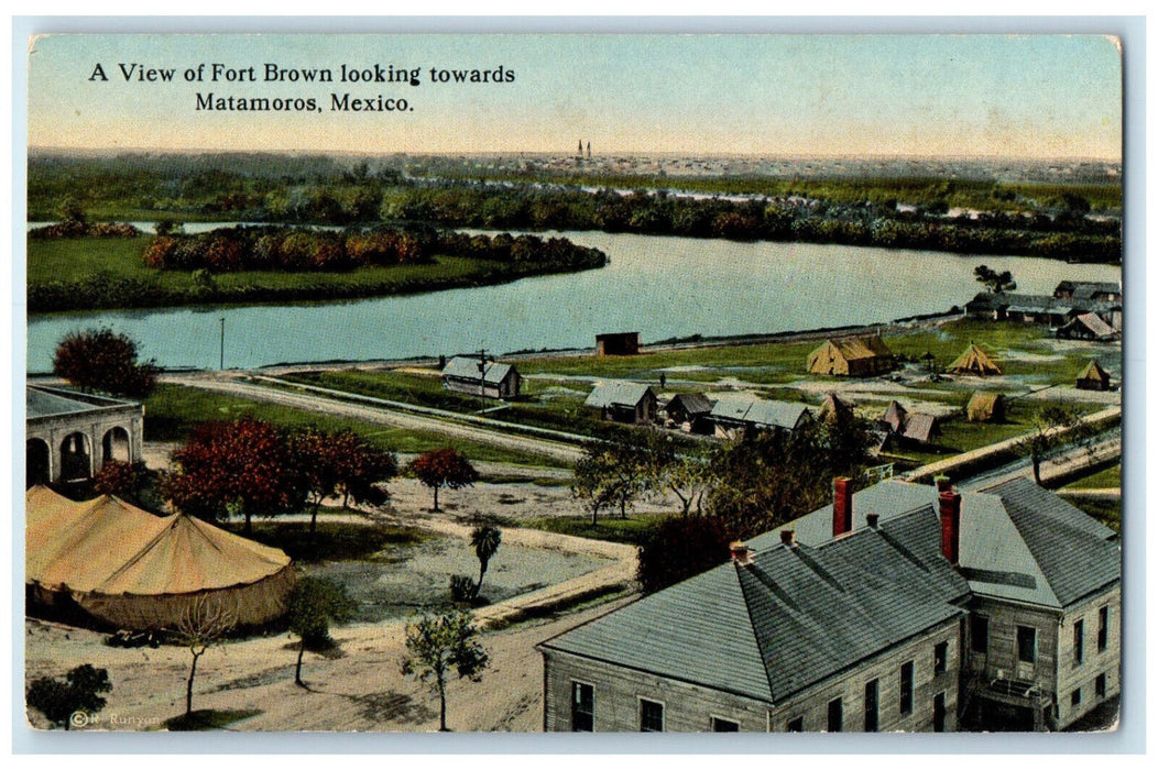 c1910 A View of Fort Brown Looking Towards Matamoros Tamaulipas Mexico Postcard