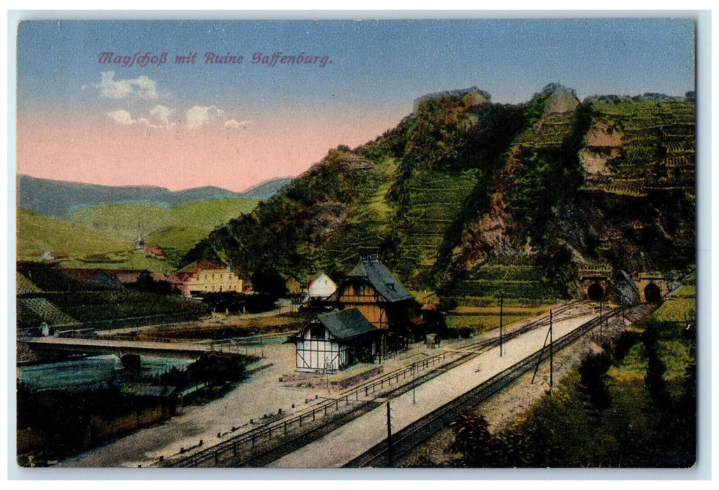 c1910 May Castle With Saffenburg Ruins Rhineland-Palatinate Germany Postcard