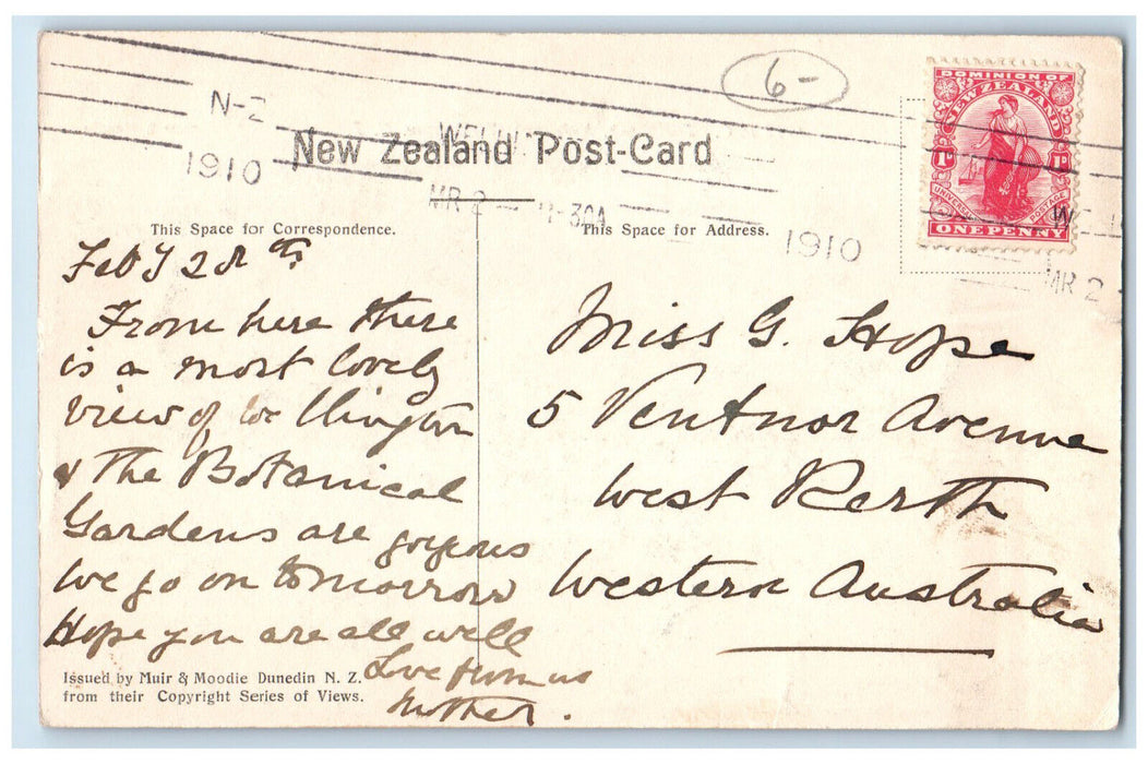 1910 PC Tea Kiosk Kelburne Wellington New Zealand Posted Antique Postcard