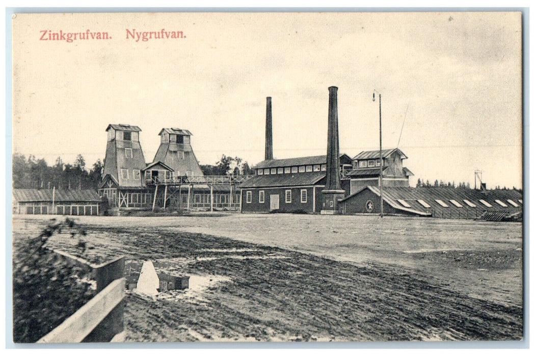 c1910 Factory Building Scene Zinkgrufvan Nygrufvan Sweden Unposted Postcard