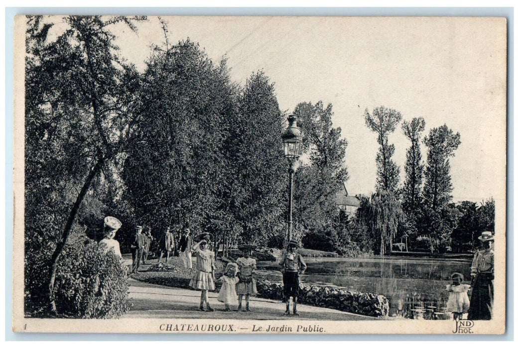 c1910 The Chateauroux Public Garden Indre France Antique Unposted Postcard