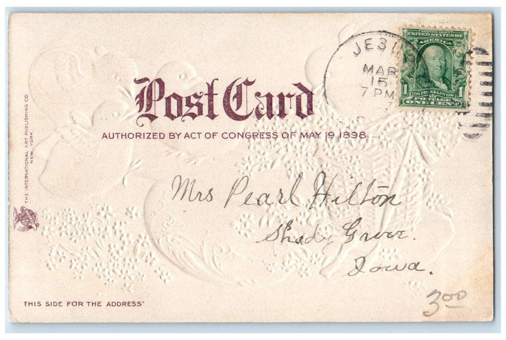 1907 Easter Chicks See Saw Flowers In Basket Clapsaddle Embossed Posted Postcard
