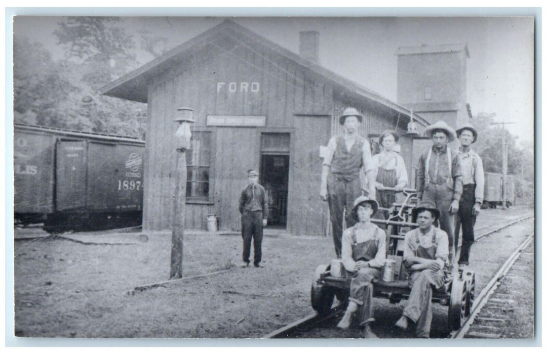 c1960's Ford Iowa IA Exterior Railroad Train Depot Station RPPC Photo Postcard