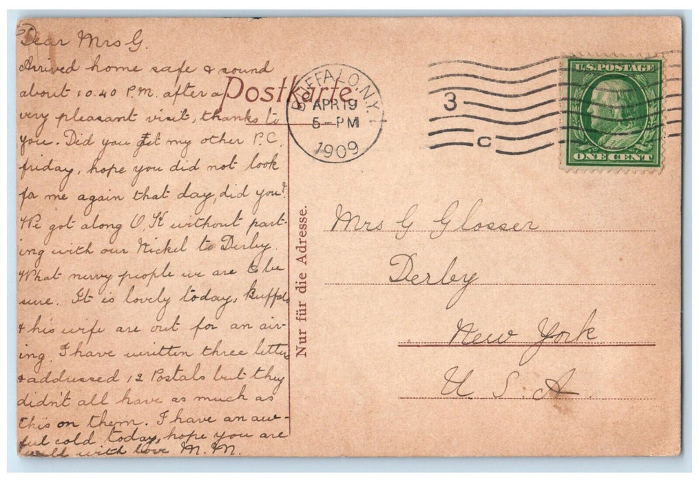 1909 Lorelie Woman On Top Of Rock Moonlight Buffalo New York NY Antique Postcard