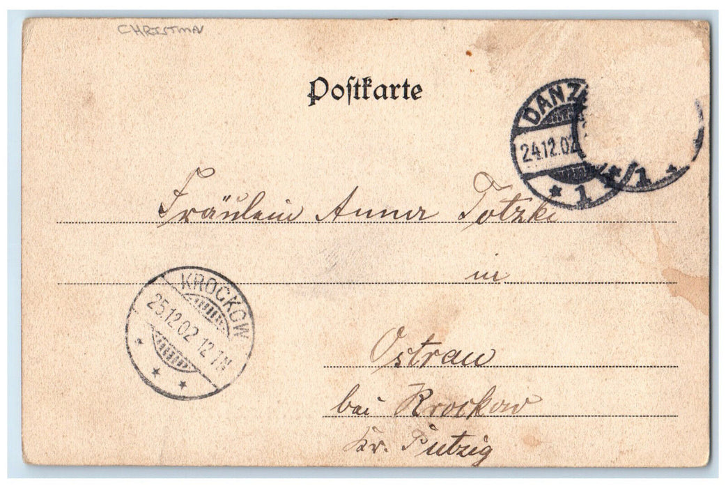 1902 Town Hall St. Mary's Church Gdansk Poland Merry Christian Postcard