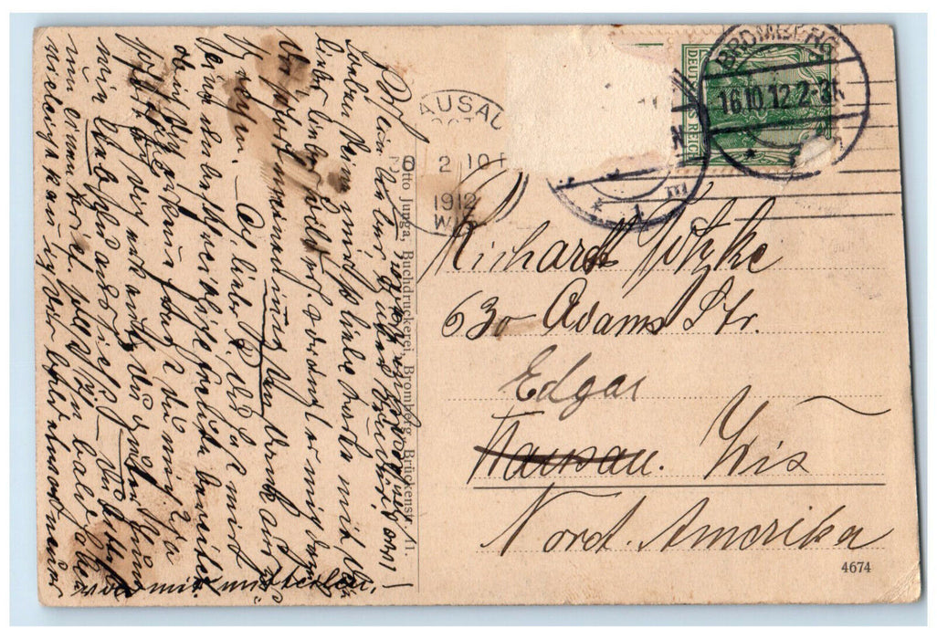 1912 Schleusse Bromberg Austria Boat Landing River Antique Posted Postcard