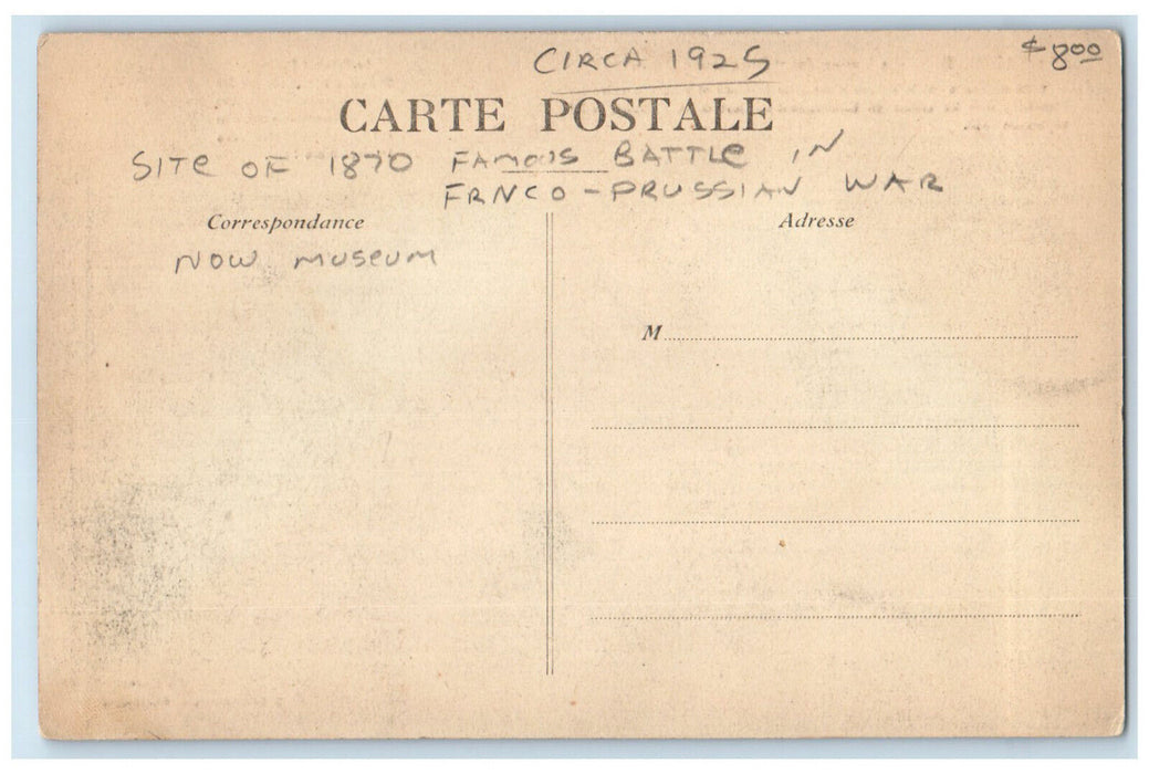 1925 Site of Franco Prussian War Now Museum Bazeilles France Postcard