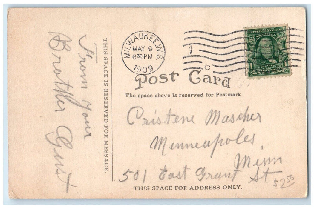 1909 Loan & Trust Building Horse Carriage Milwaukee Wisconsin WI Posted Postcard
