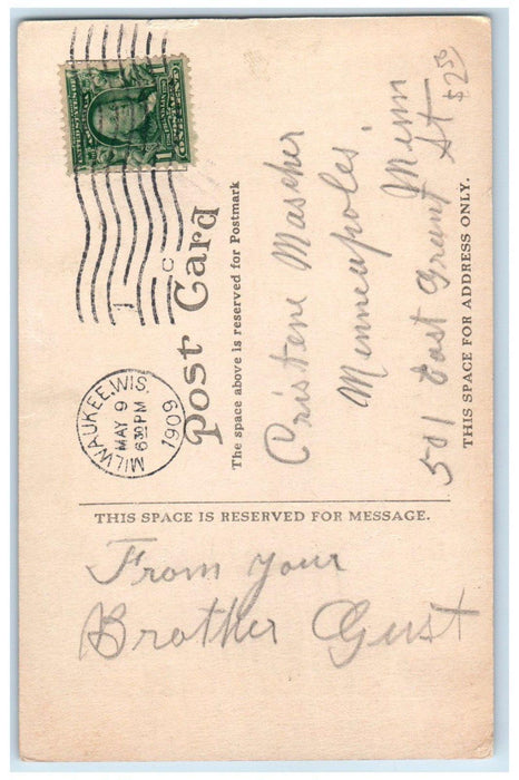1909 Loan & Trust Building Horse Carriage Milwaukee Wisconsin WI Posted Postcard