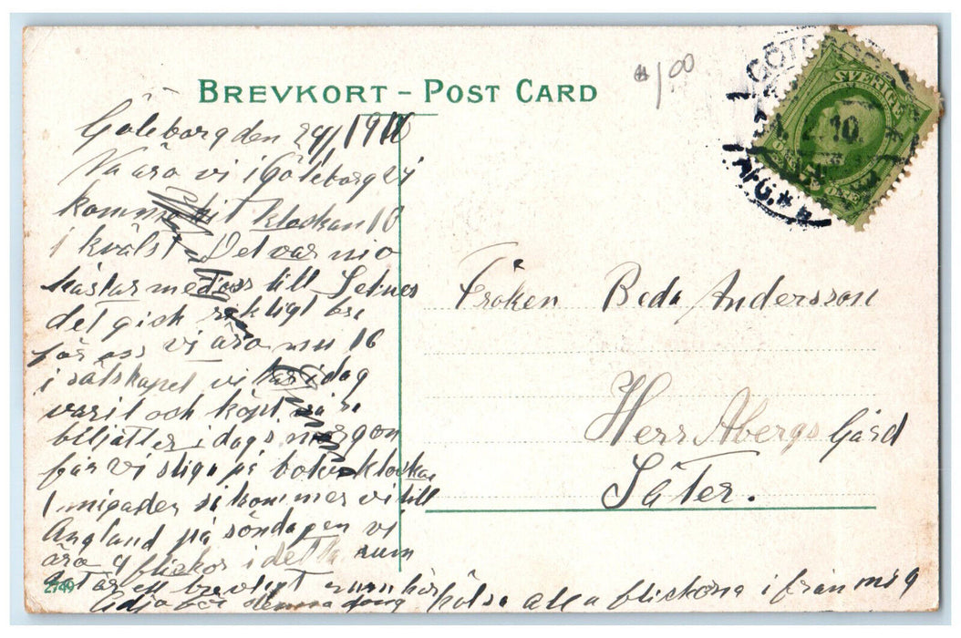 1910 Afskedet Farewell Message Passenger Steamboat Sweden Posted Postcard