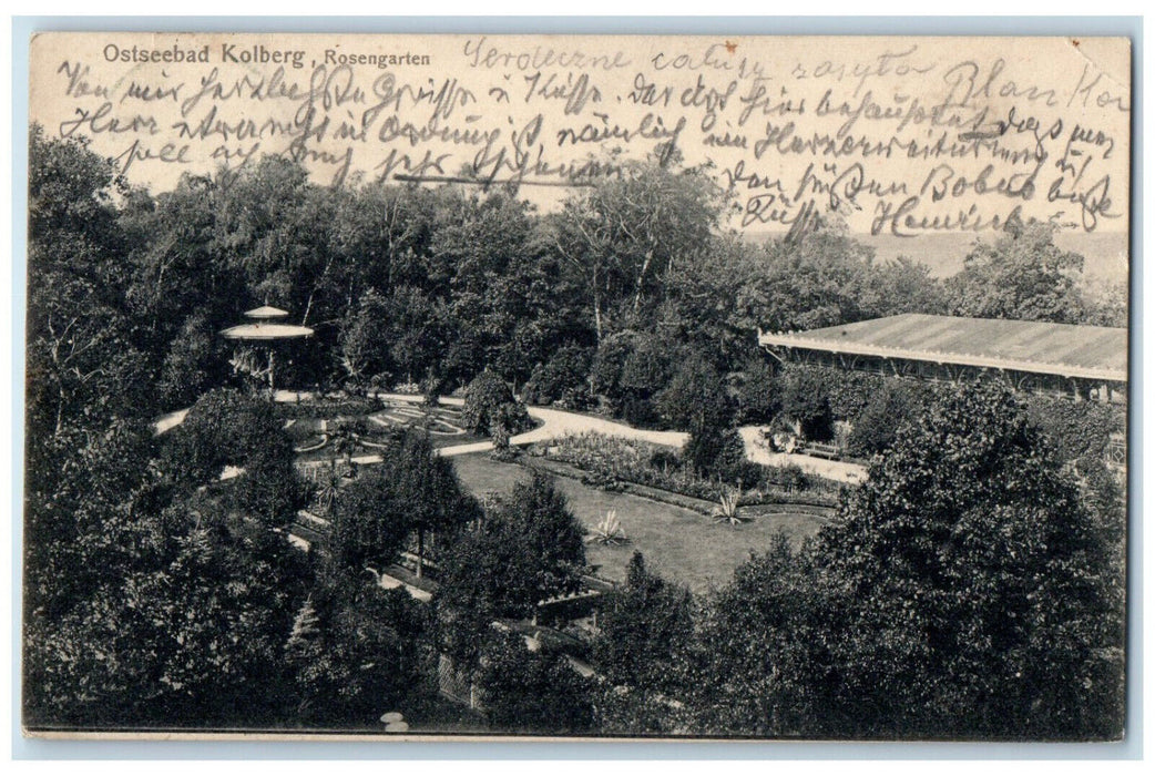 1911 Rosengarten Ostseebad Kolberg Germany Posted Antique Postcard