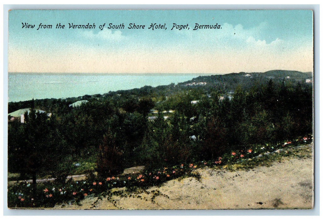 c1910 View from Verandah of South Shore Hotel Paget Bermuda Unposted Postcard