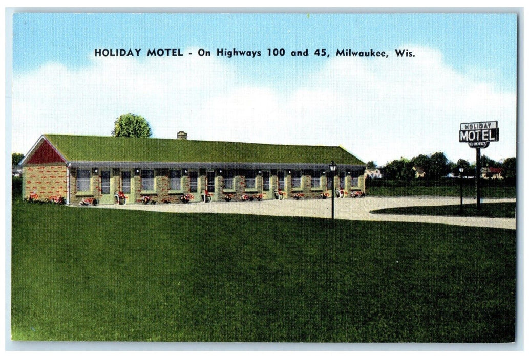 c1950's Holiday Motel On Highway 100 And 45 Milwaukee Wisconsin WI Postcard
