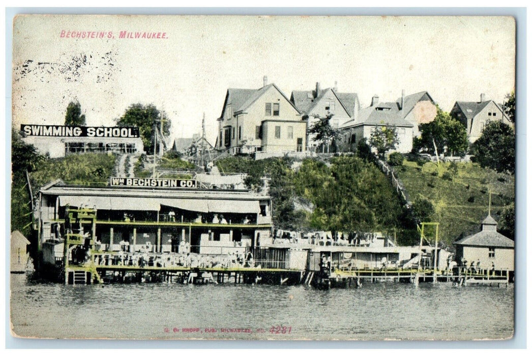 1909 Bechstein's Wisconsin Swimming School Milwaukee Wisconsin WI Postcard