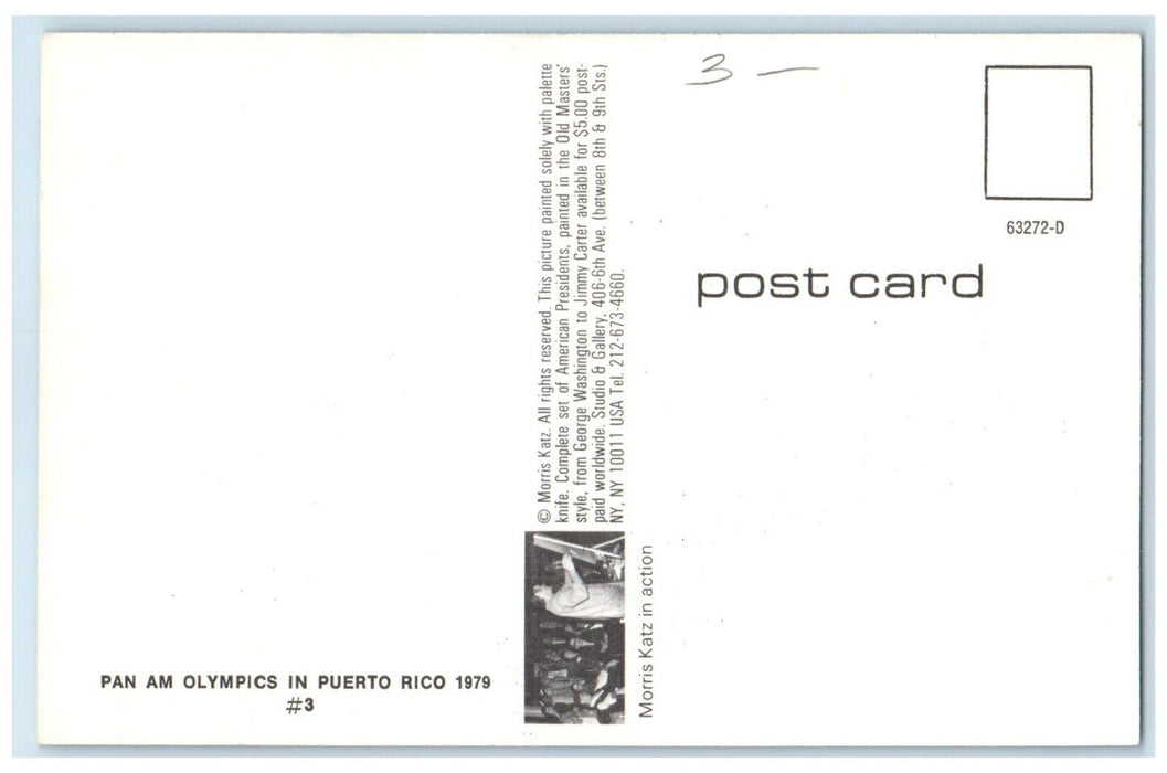 1979 Pan Am Olympics In Puerto Rico # 3 Morris Katz Jewish Artist NYC Postcard