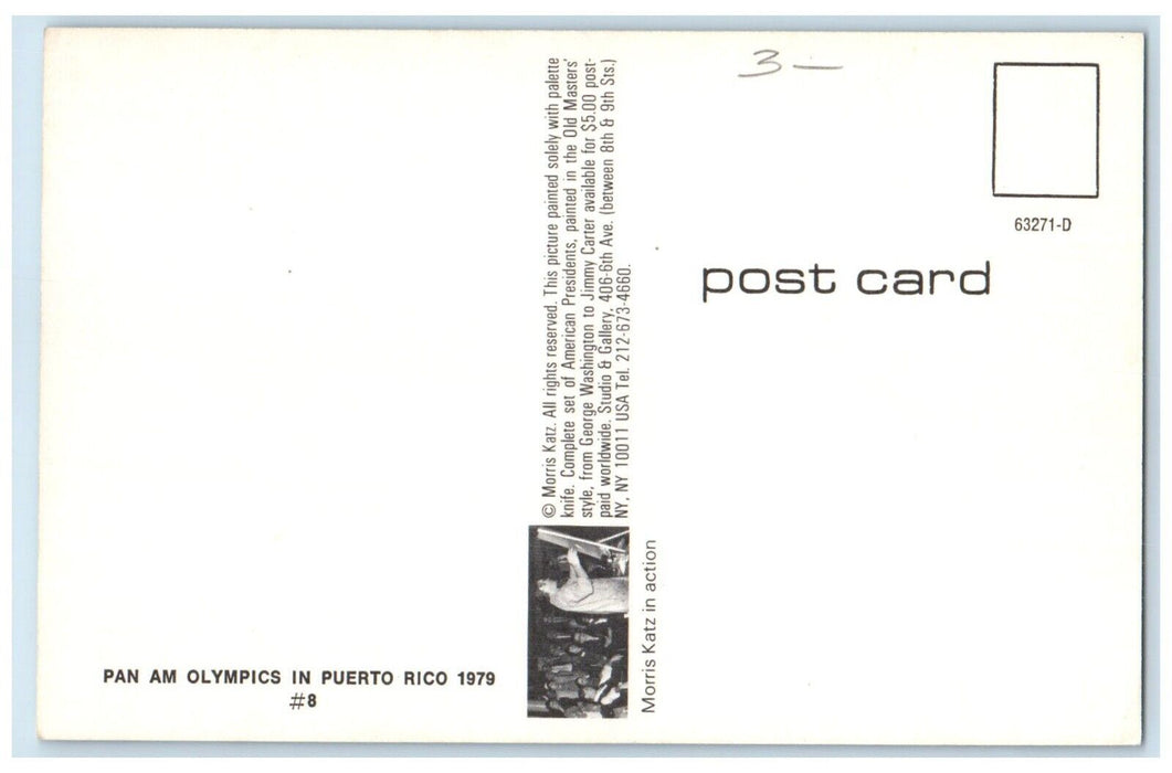 1979 Pan Am Olympics In Puerto Rico # 8 Morris Katz Jewish Artist NYC Postcard