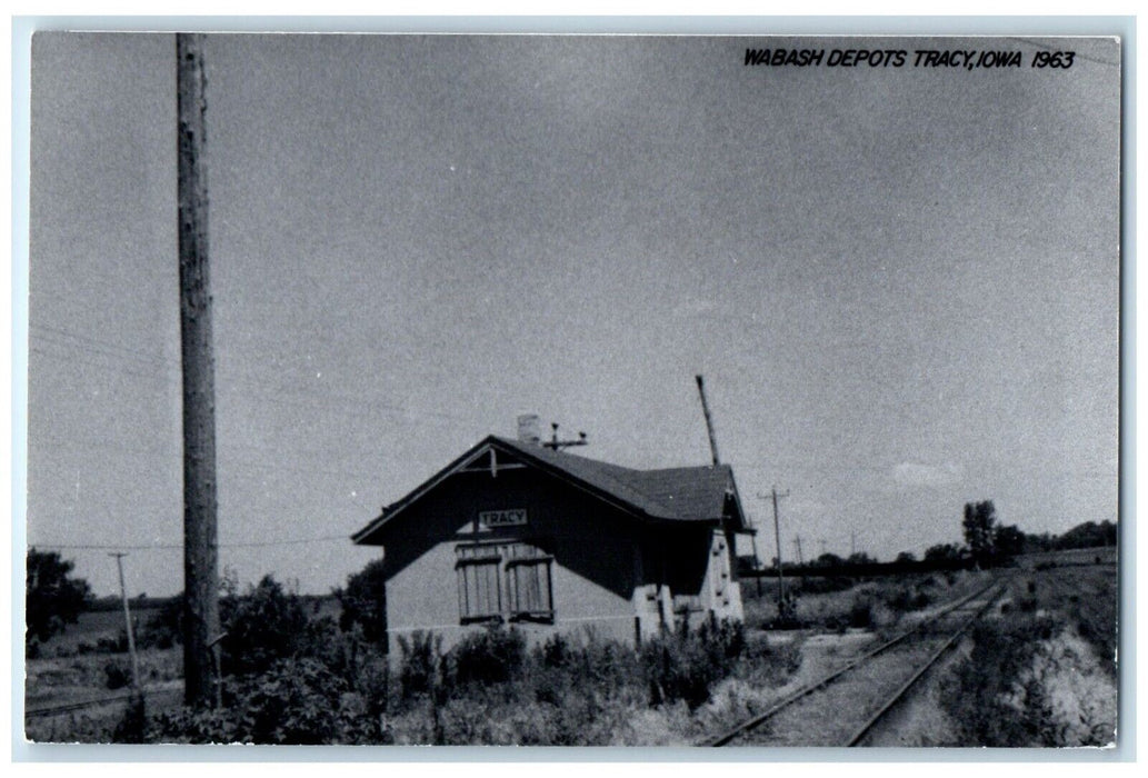 c1963 Wabash Depots Tracy Iowa Railroad Train Depot Station RPPC Photo Postcard