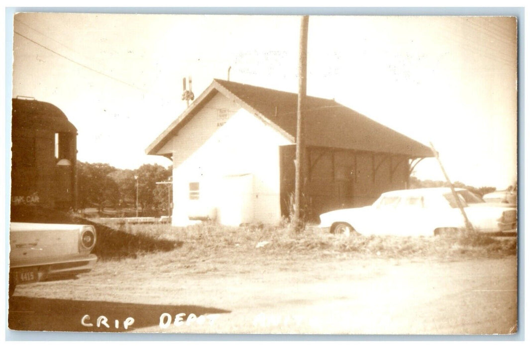 c1960 Crip Rock Island Iowa IA Railroad Train Depot Station RPPC Photo Postcard