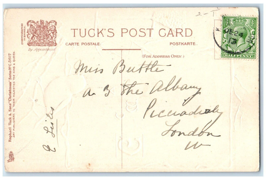 c1910's Christmas Song Bird House Winter Embossed Tuck's Posted Antique Postcard