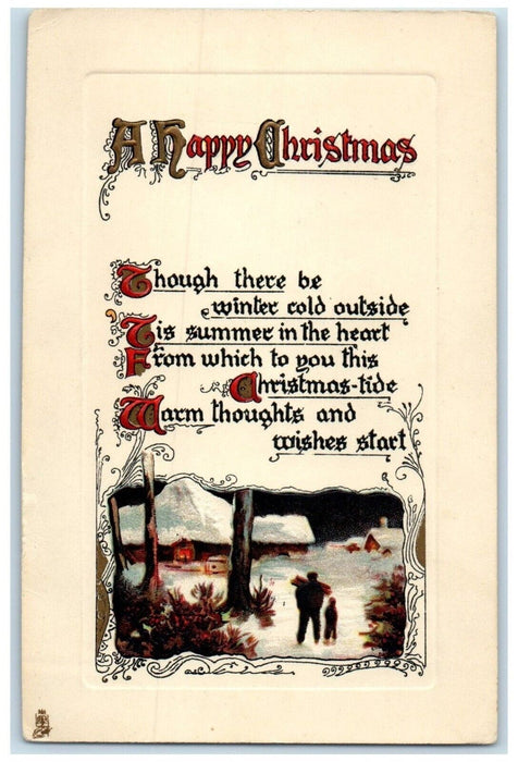 1910 Christmas House Covered Snow Winter Embossed Tuck's Antique Postcard