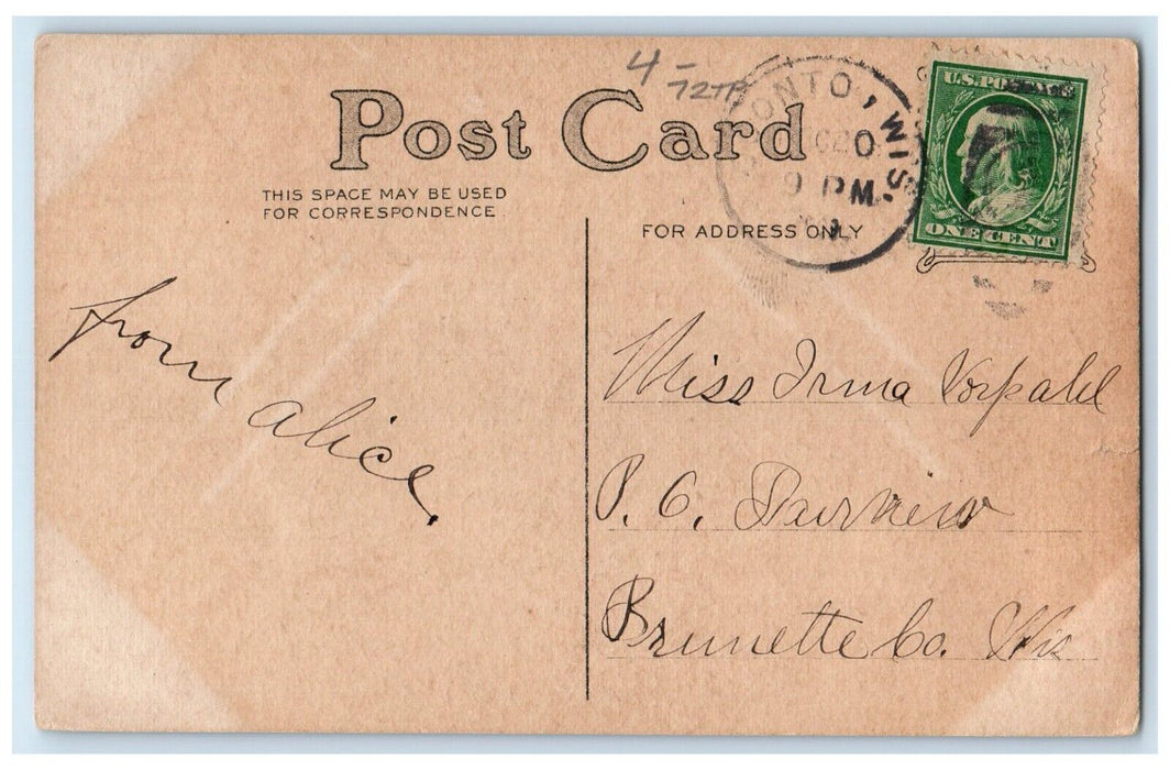 c1910's Christmas Wishes Girl With Gifts Winter Holly Berries Antique Postcard
