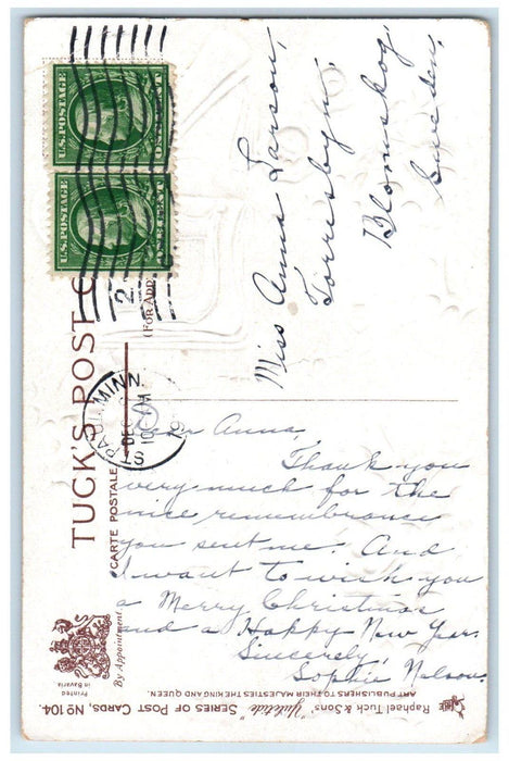 c1910's Christmas Blessing Bright Holly Berries Book St. Paul MN Posted Postcard