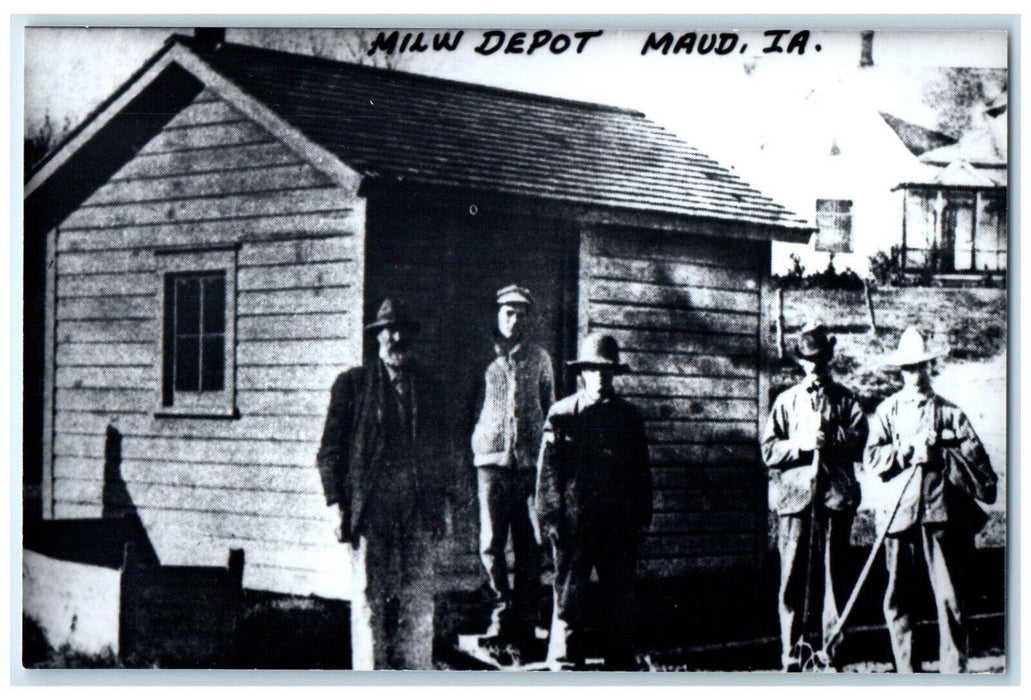 c1960 MILW Depot Maud Iowa IA Railroad Train Depot Station RPPC Photo Postcard