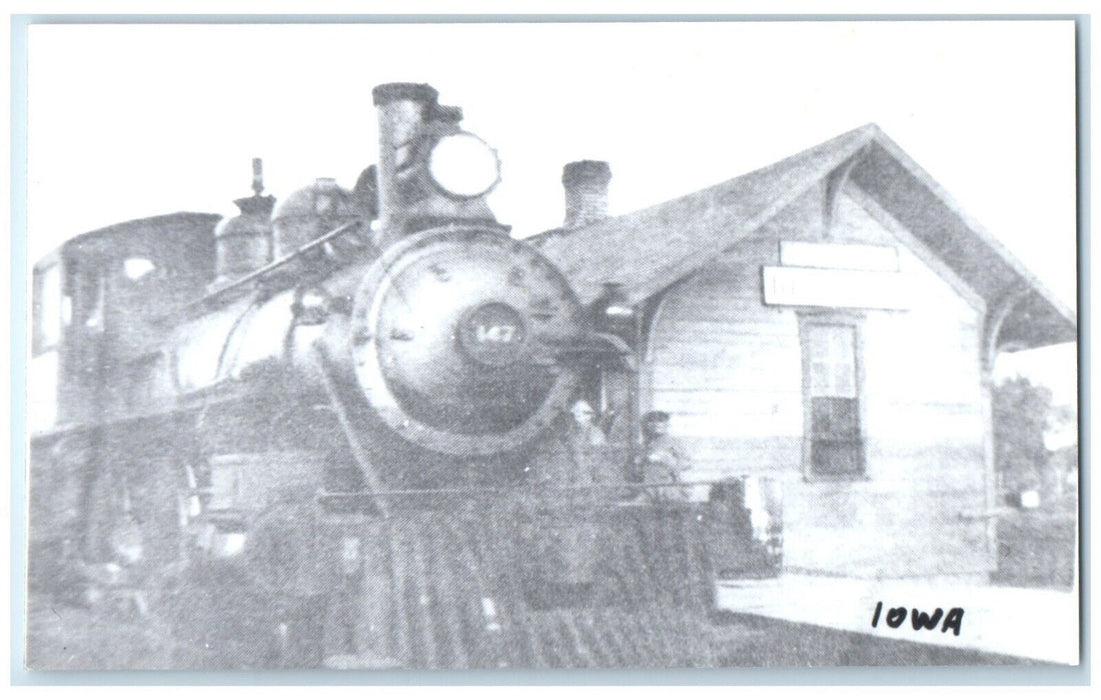 c1960 Bromley Iowa Locomotive Railroad Train Depot Station Unposted Postcard