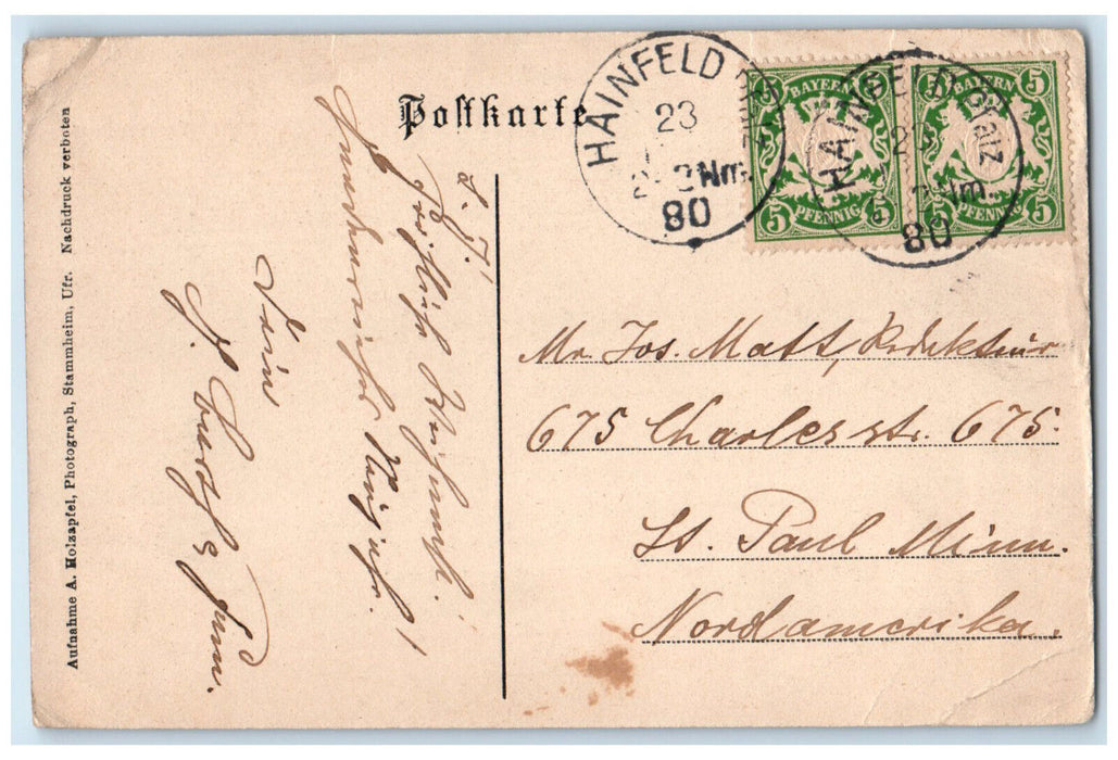 1880 Heinfeld School Rhineland-Palatinate Germany Antique Posted Postcard