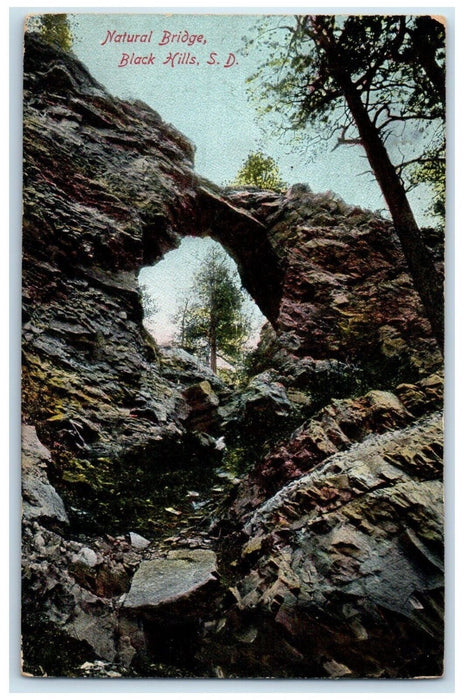 c1910's View Of Natural Bridge Black Hills South Dakota SD Antique Postcard