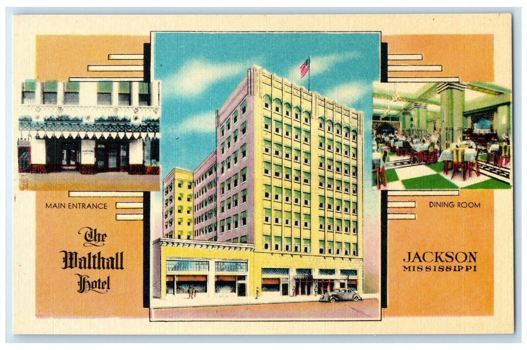 c1940 Multi-View Walthall Hotel Building Jackson Mississippi MS Vintage Postcard