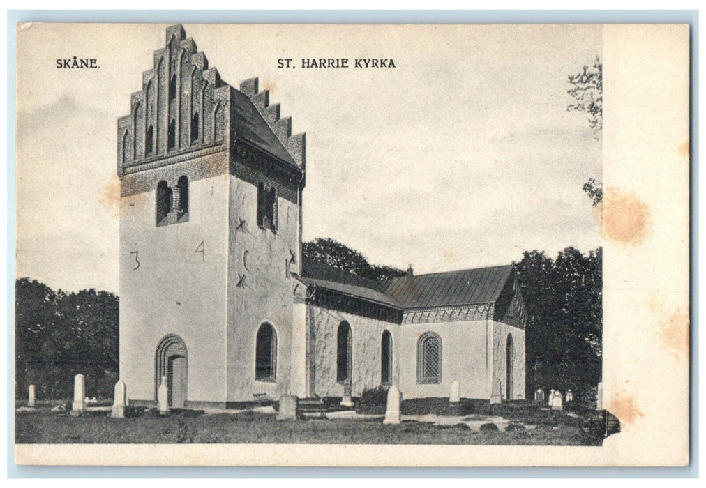 c1905 St. Harrie Church Scania Skane County Sweden Antique Postcard
