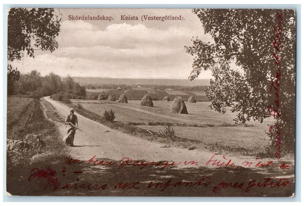 1908 Shuttered landscape Knista (Vastergotland) Sweden Antique Postcard