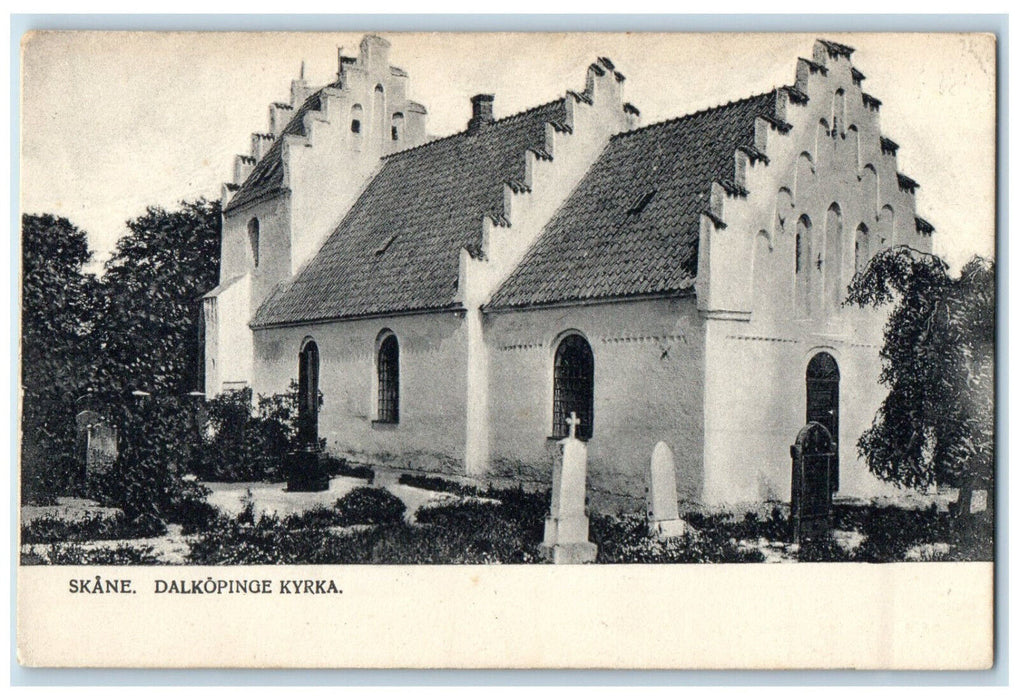 c1905 Dalkopinge Church Skane Scania County Sweden Antique Unposted Postcard
