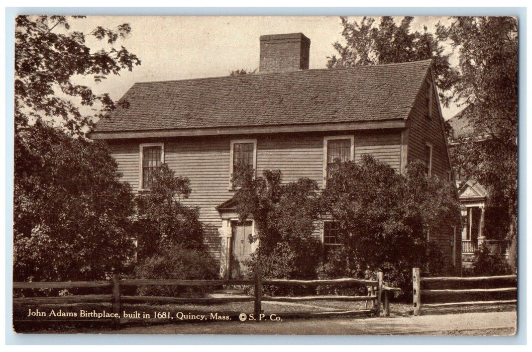 c1910 Exterior View John Adams Birthplace Quincy Massachusetts Unposted Postcard