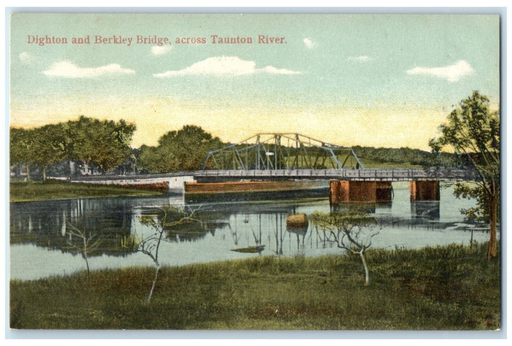 c1910 Dighton Berkley Bridge Across Taunton River Boston Massachusetts Postcard