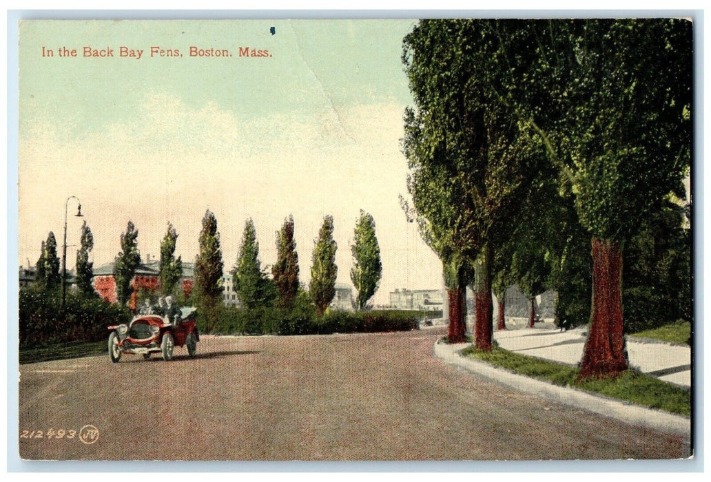 c1910 Scenic View In The Bay Fens Classic Car Boston Massachusetts MA Postcard