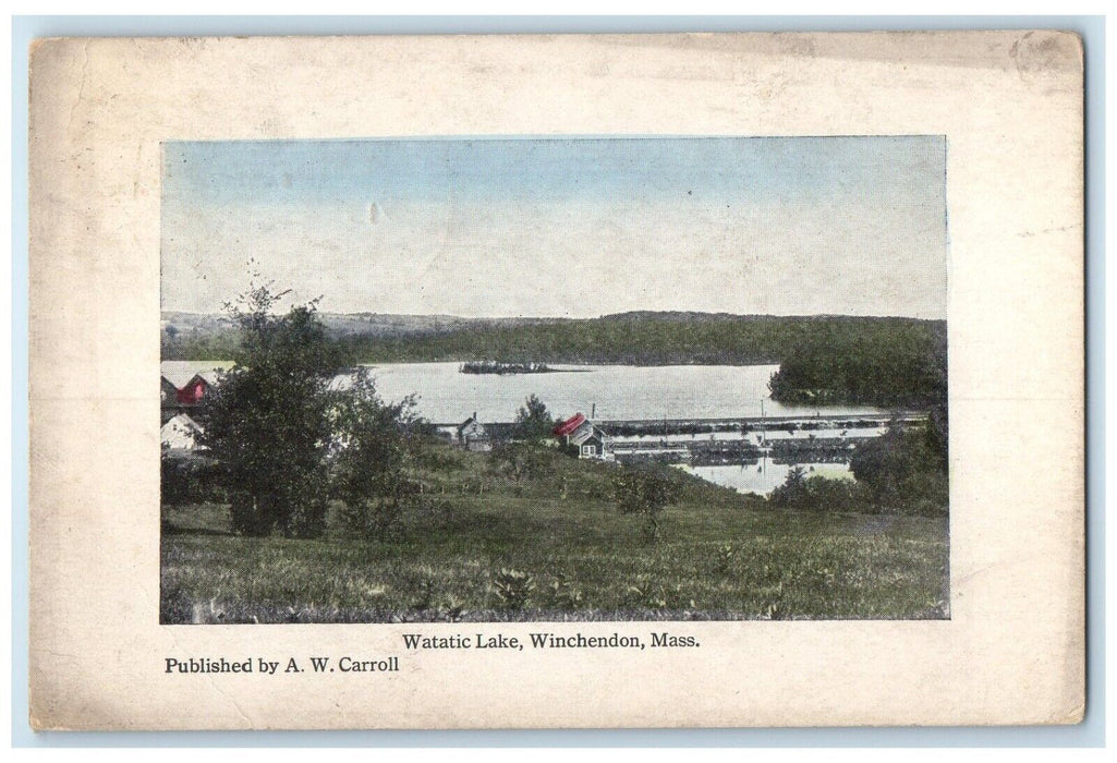1922 General View Watatic Lake Winchendon Massachusetts Antique Vintage Postcard