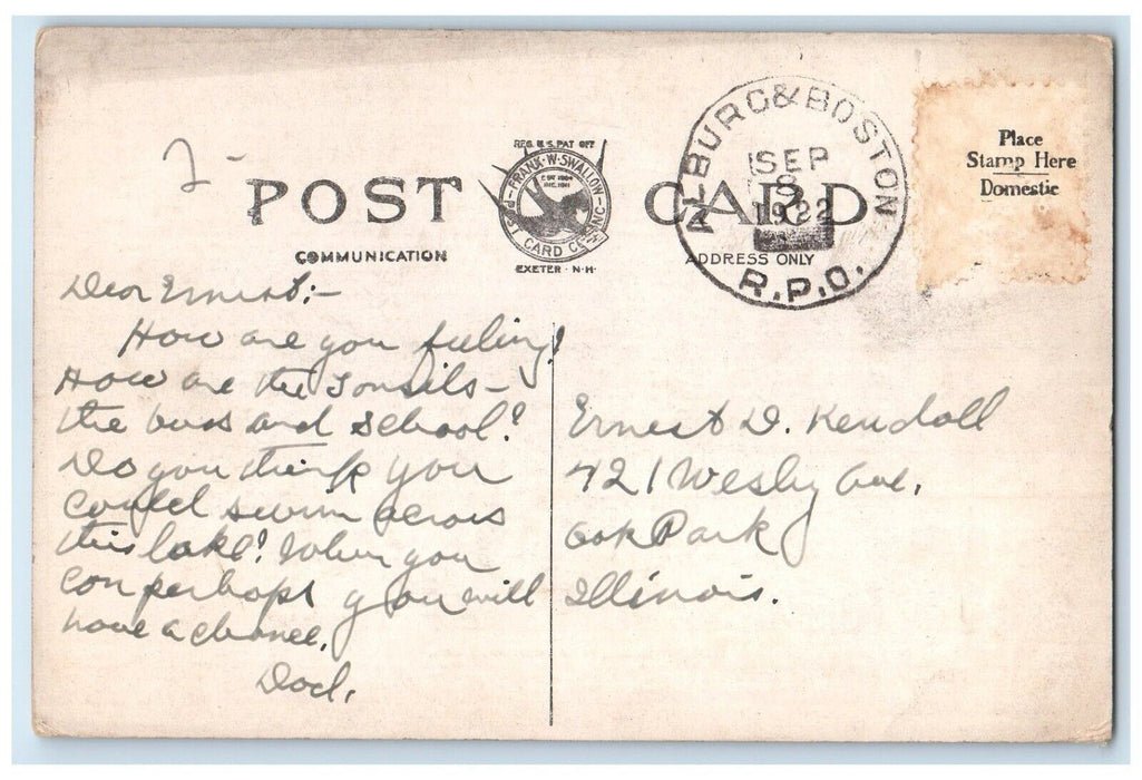 1922 General View Watatic Lake Winchendon Massachusetts Antique Vintage Postcard