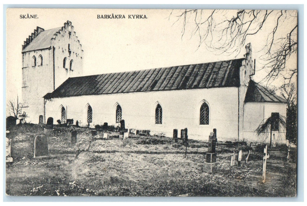 c1910 Barkakra Church Scania Skane County Sweden Unposted Antique Postcard