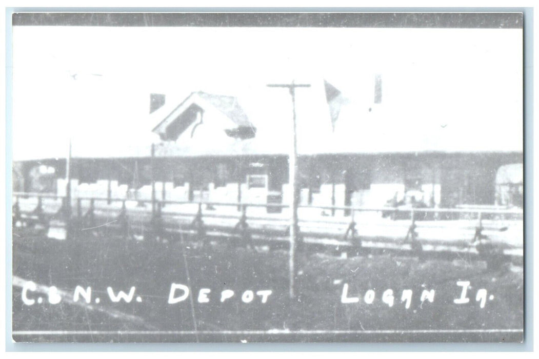 c1960 CNW Depot Logan Iowa IA Railroad Train Depot Station RPPC Photo Postcard
