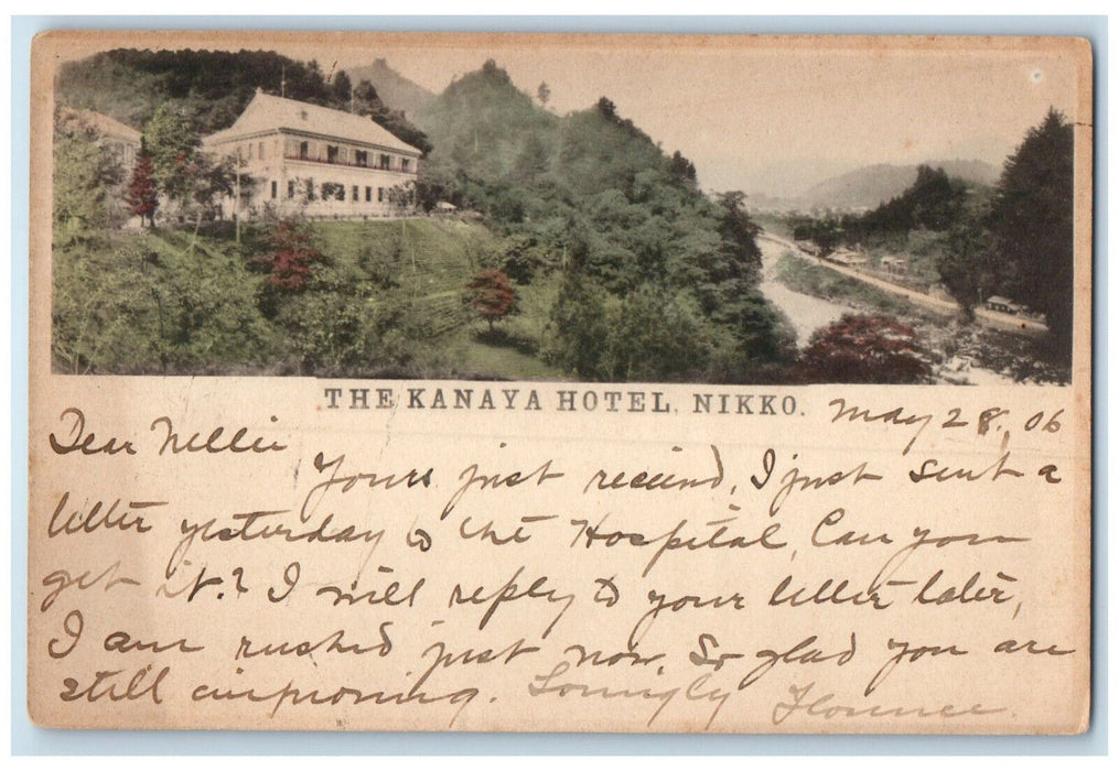 1906 Road View in Front of The Kanaya Hotel Nikko Japan Posted Postcard