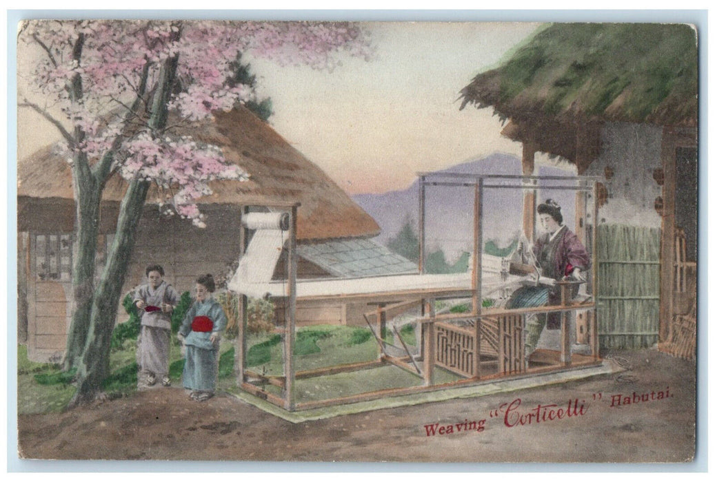 c1950's Weaving Corticelli Habutai Corticelli Silk Mills Japan Postcard